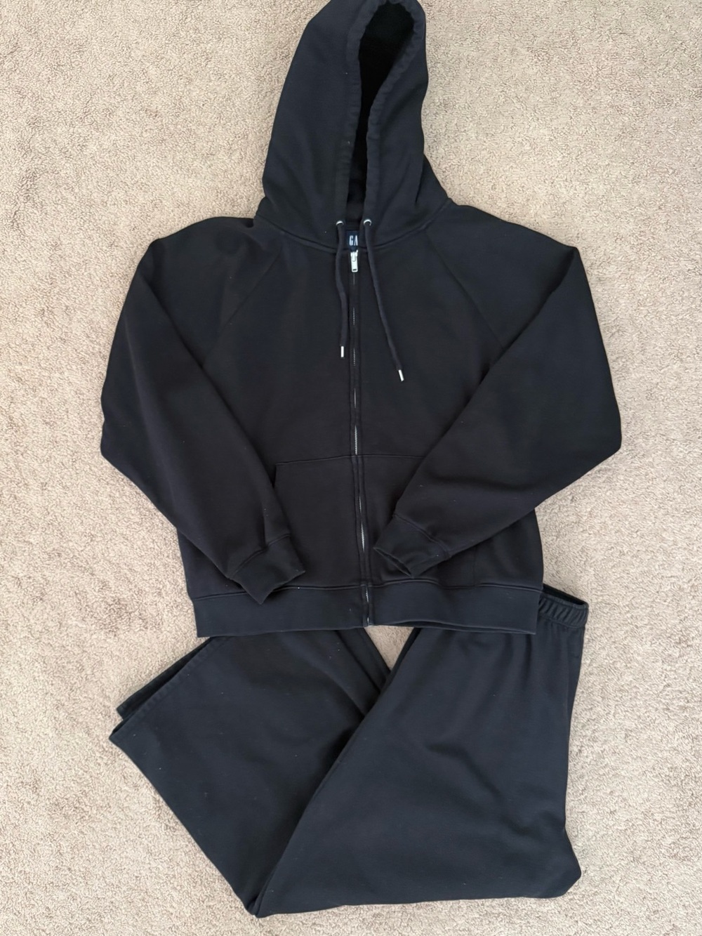 GAP Black Zip Hoodie and Wide Leg Sweat Pants Set Size L and MP